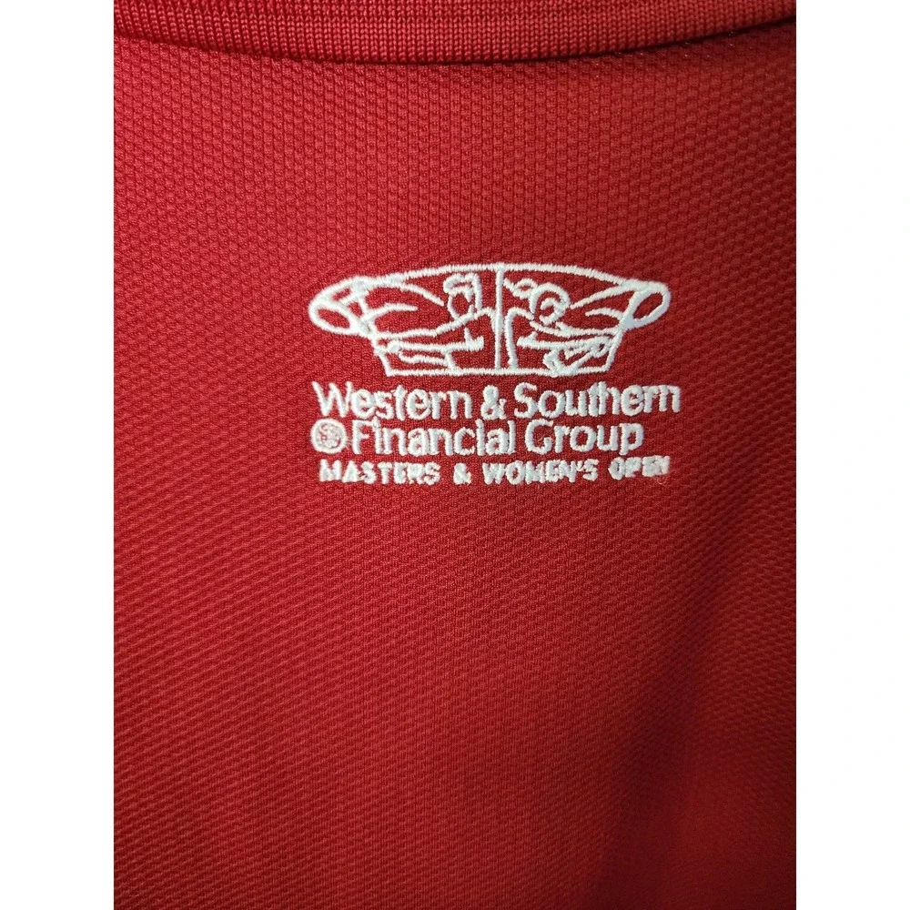 Adidas Mens 2XL Red Polo Western & Southern Masters Tennis Logo Short Sleeve